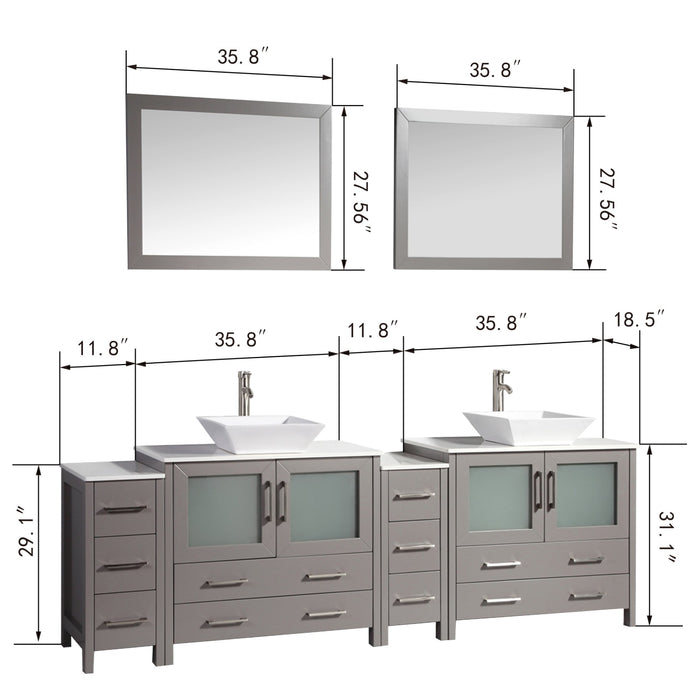 Ravenna 96" Double Sink Bathroom Vanity Combo Set