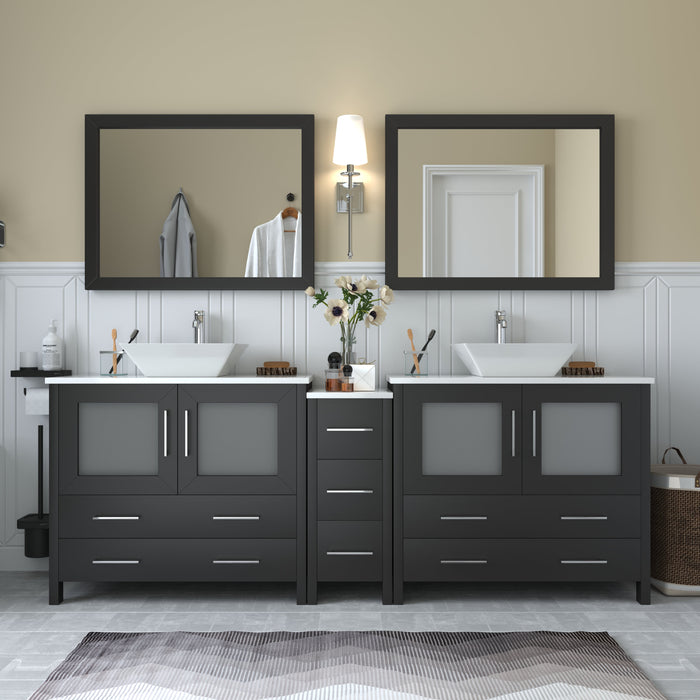 Ravenna 84" Double Sink Bathroom Vanity Combo Set