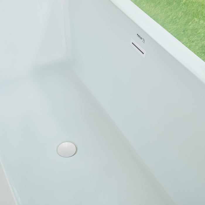 59" or 66.9" Freestanding White Acrylic Bathtub - HomeBeyond