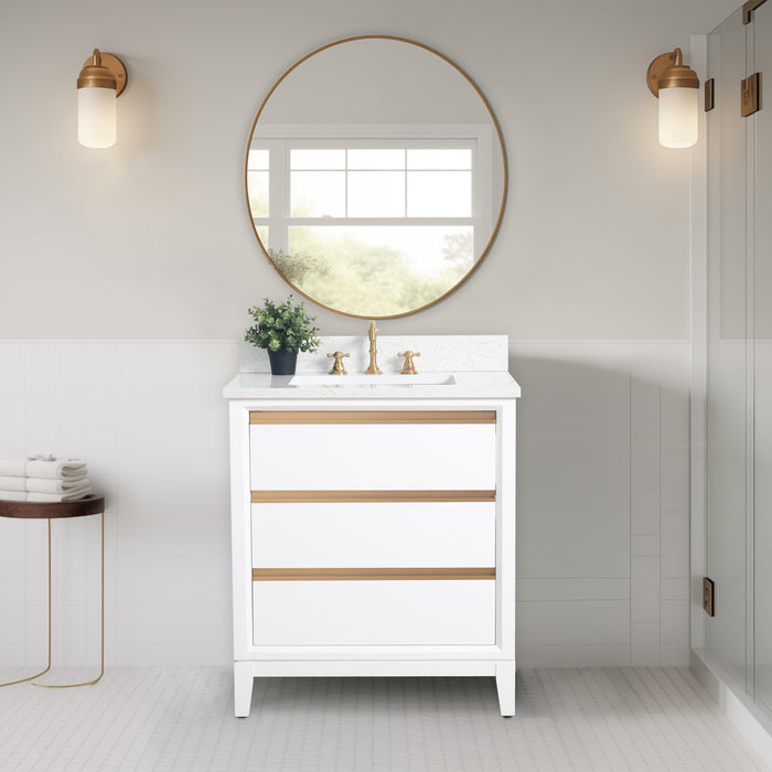 30" Single Sink Bathroom Vanity with Engineered Marble Top