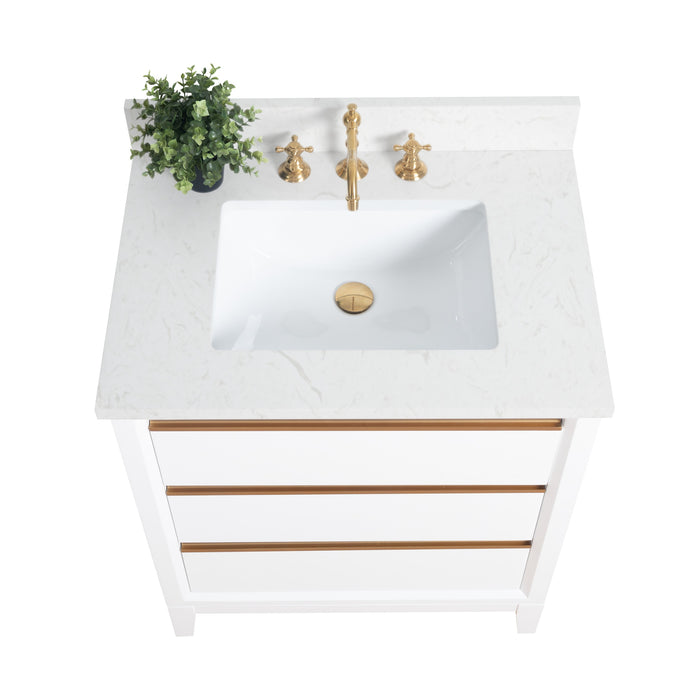 30" Single Sink Bathroom Vanity with Engineered Marble Top