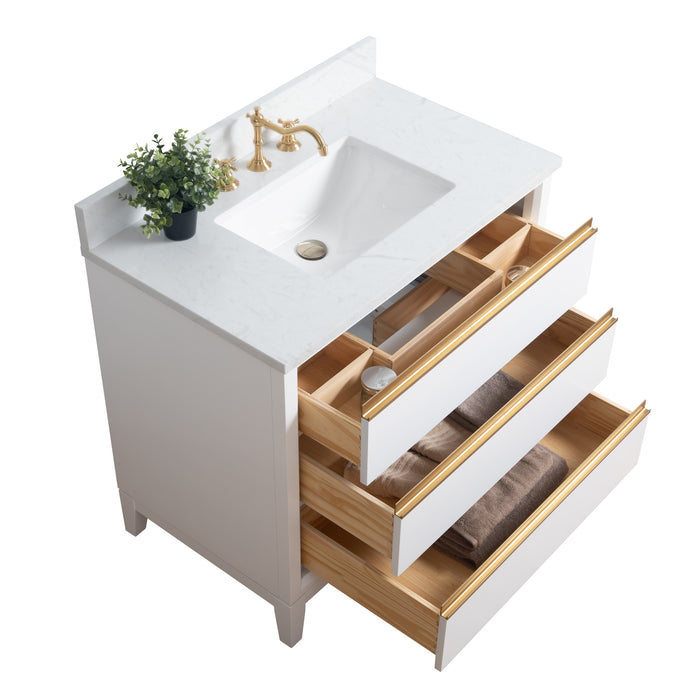 36" Single Sink Bathroom Vanity with Engineered Marble Top