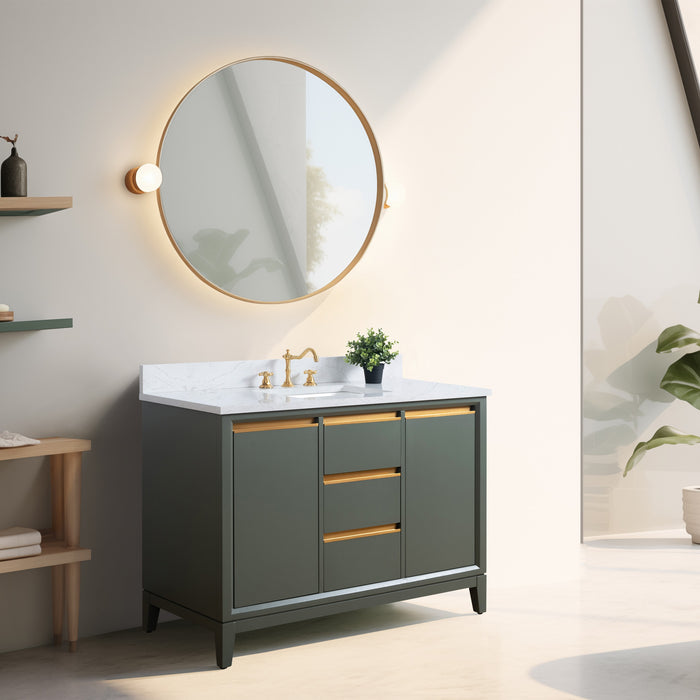 48" Single Sink Bathroom Vanity with Engineered Marble Top