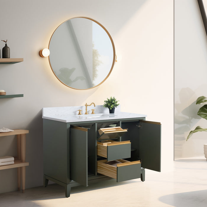 48" Single Sink Bathroom Vanity with Engineered Marble Top