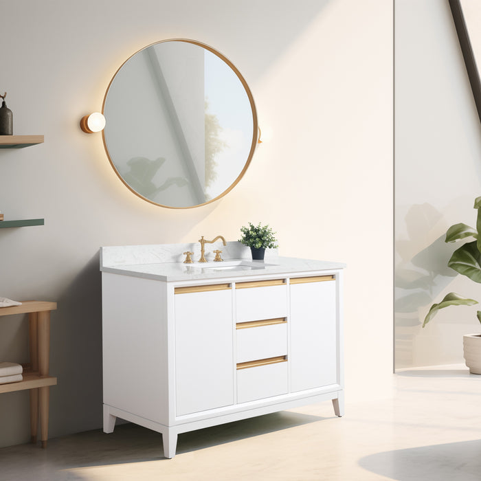 48" Single Sink Bathroom Vanity with Engineered Marble Top