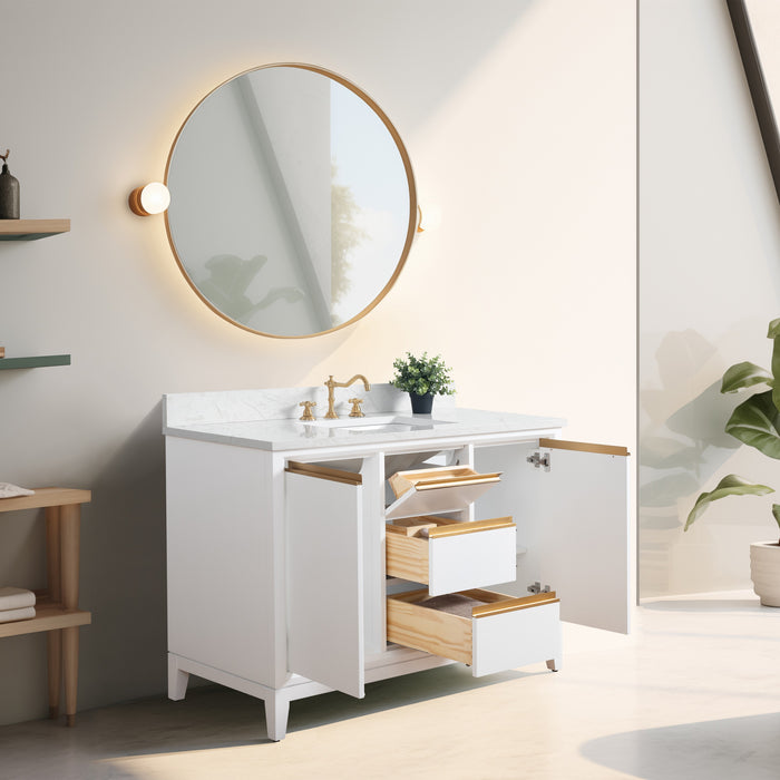 48" Single Sink Bathroom Vanity with Engineered Marble Top