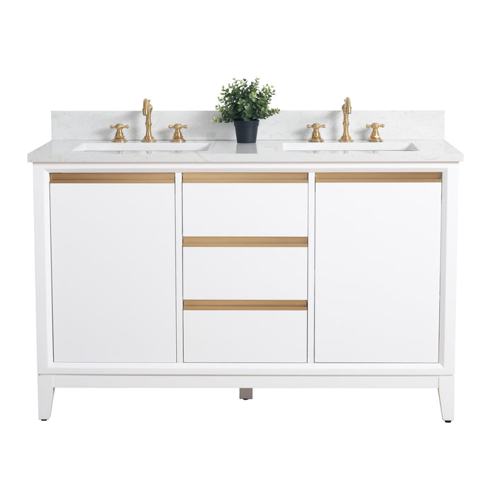 54" Double Sink Bathroom Vanity with Engineered Marble Top