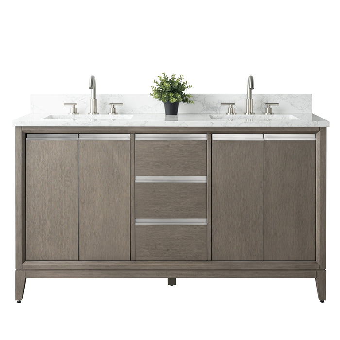 60" Double Sink Bathroom Vanity with Engineered Marble Top