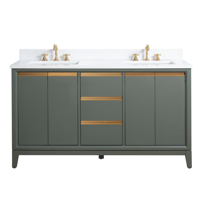 60" Double Sink Bathroom Vanity with Engineered Marble Top