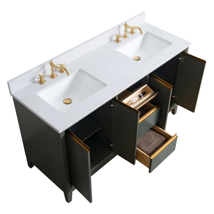 60" Double Sink Bathroom Vanity with Engineered Marble Top