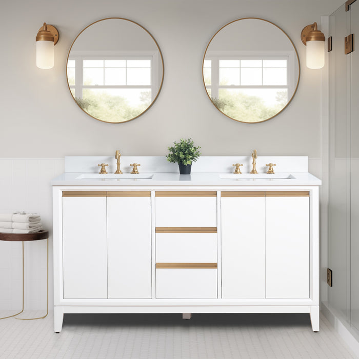 60" Double Sink Bathroom Vanity with Engineered Marble Top