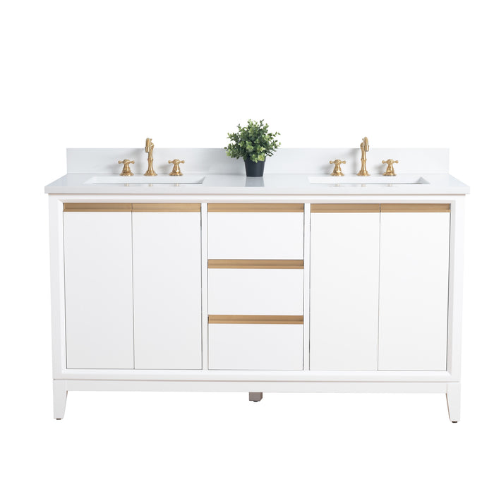 60" Double Sink Bathroom Vanity with Engineered Marble Top