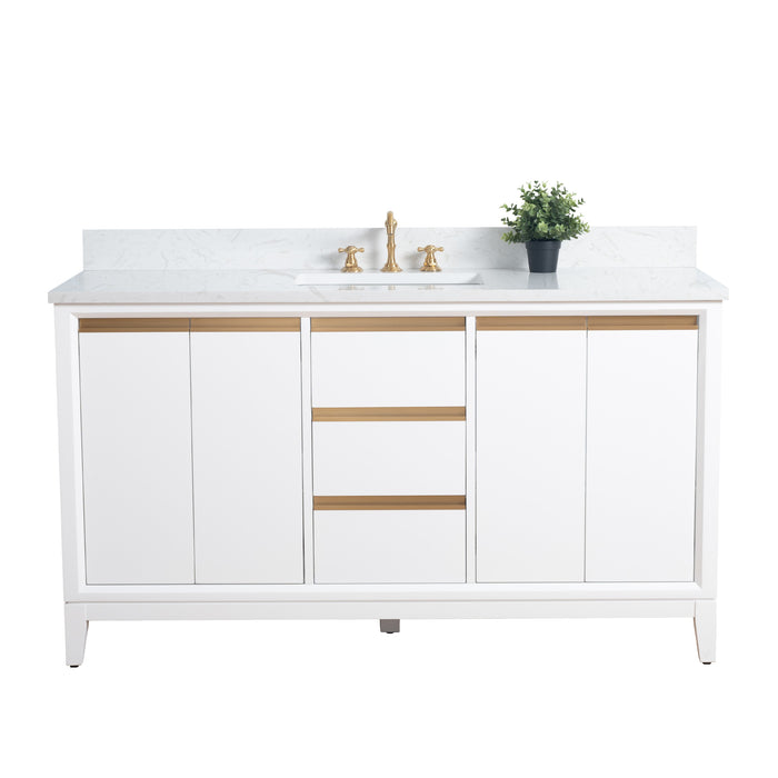 60" Single Sink Bathroom Vanity with Engineered Marble Top