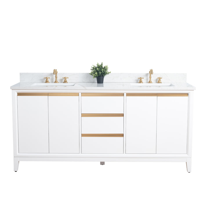 72" Double Sink Bathroom Vanity with Engineered Marble Top