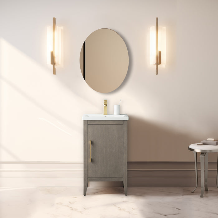 20" Single Sink Bathroom Vanity Cabinet with Ceramic Top