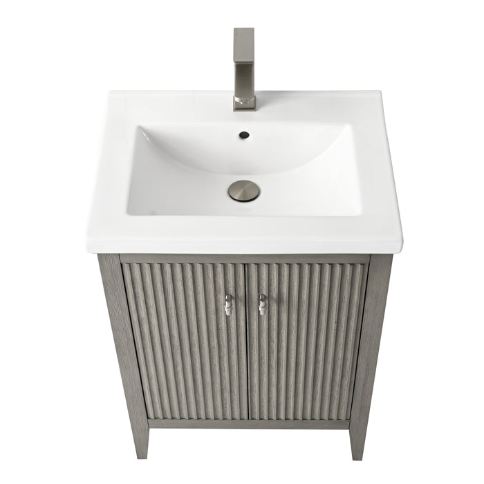 24" Single Sink Bathroom Vanity Cabinet with Ceramic Top