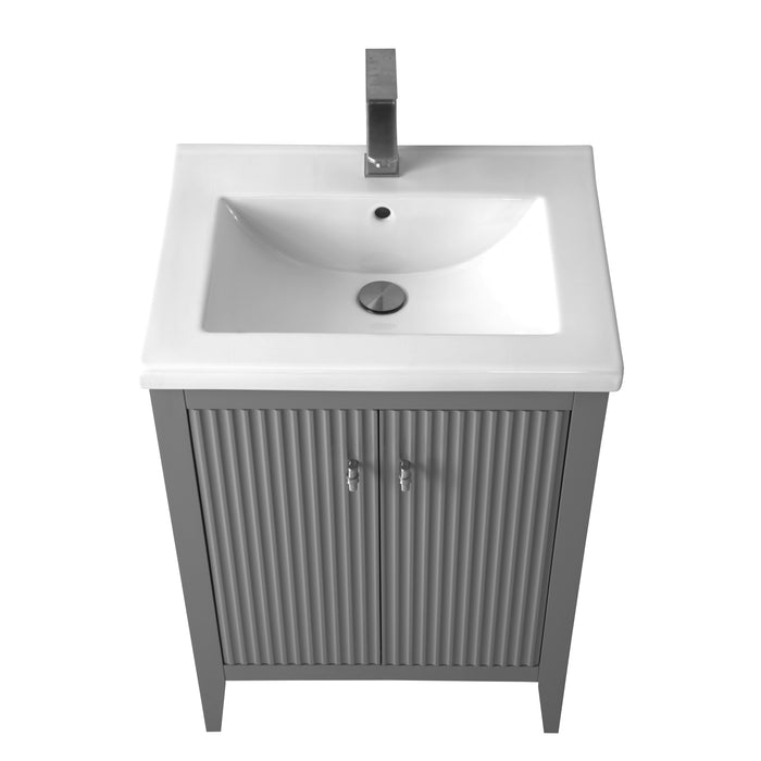 24" Single Sink Bathroom Vanity Cabinet with Ceramic Top