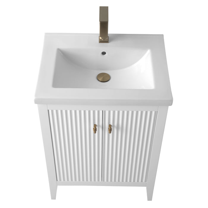 24" Single Sink Bathroom Vanity Cabinet with Ceramic Top