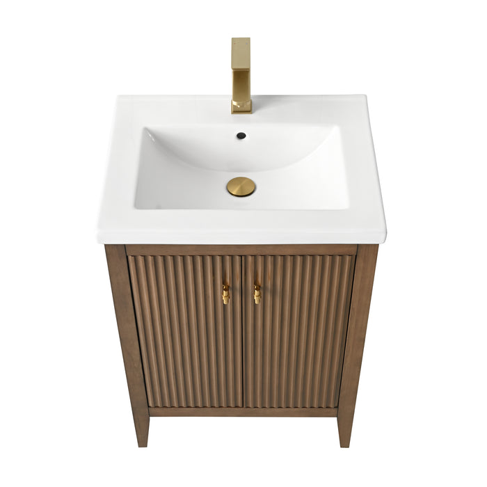 24" Single Sink Bathroom Vanity Cabinet with Ceramic Top