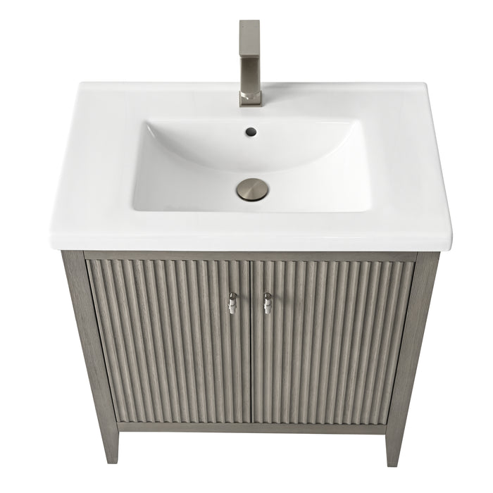 30" Single Sink Bathroom Vanity Cabinet with Ceramic Top