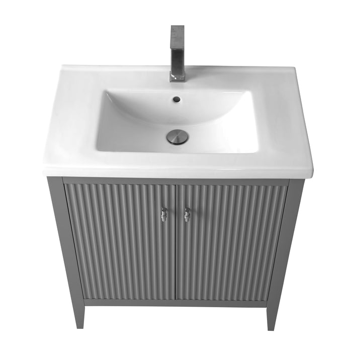 30" Single Sink Bathroom Vanity Cabinet with Ceramic Top