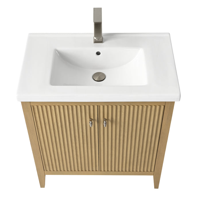 30" Single Sink Bathroom Vanity Cabinet with Ceramic Top