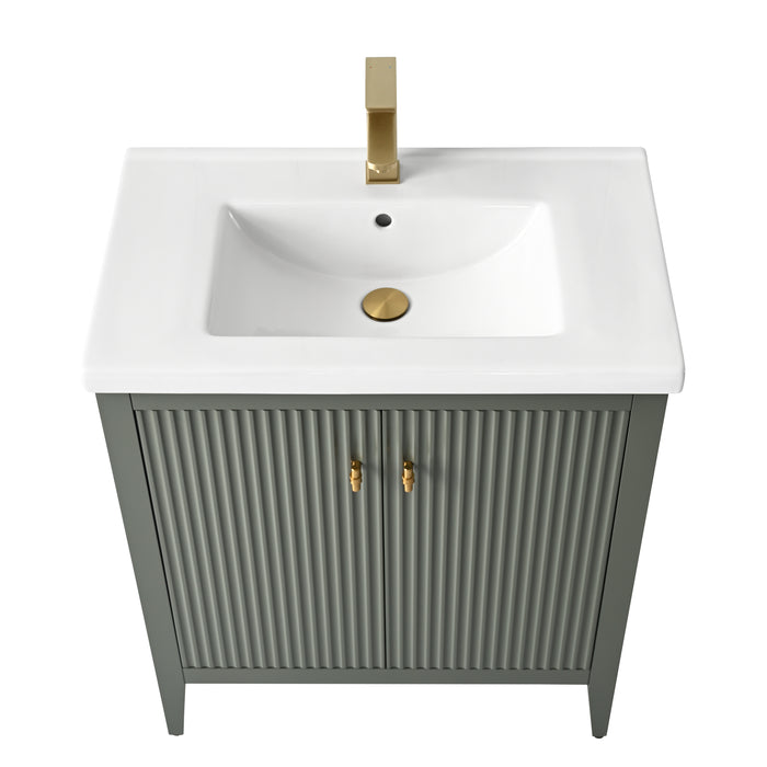 30" Single Sink Bathroom Vanity Cabinet with Ceramic Top