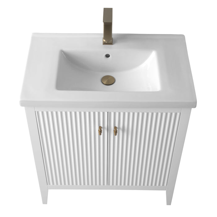 30" Single Sink Bathroom Vanity Cabinet with Ceramic Top