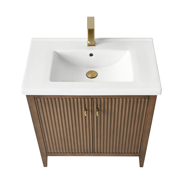 30" Single Sink Bathroom Vanity Cabinet with Ceramic Top