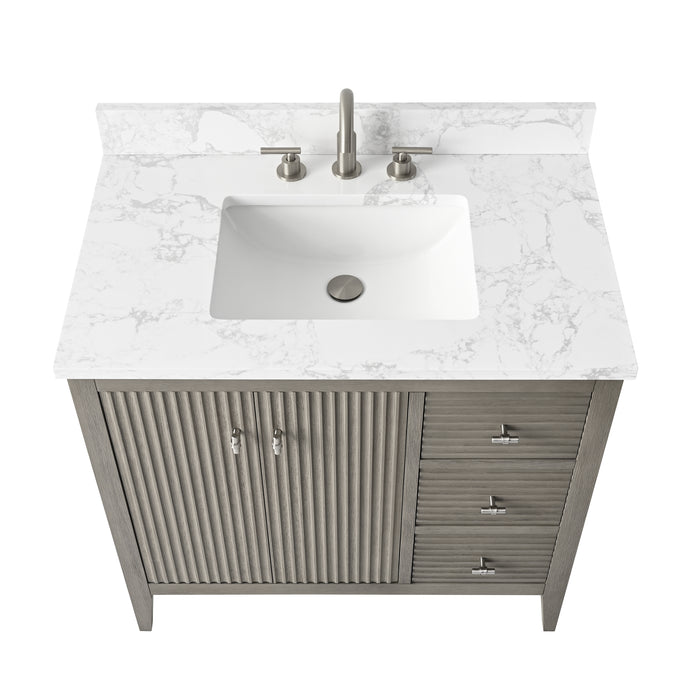 36” Single Sink Bathroom Vanity Cabinet with Engineered Marble Top