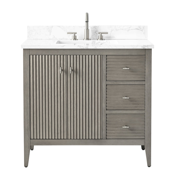 36” Single Sink Bathroom Vanity Cabinet with Engineered Marble Top