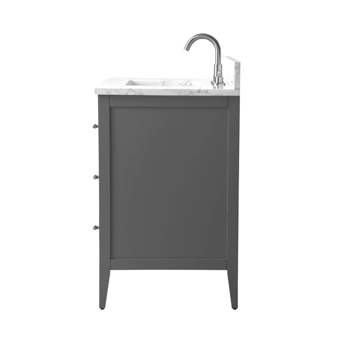 36” Single Sink Bathroom Vanity Cabinet with Engineered Marble Top