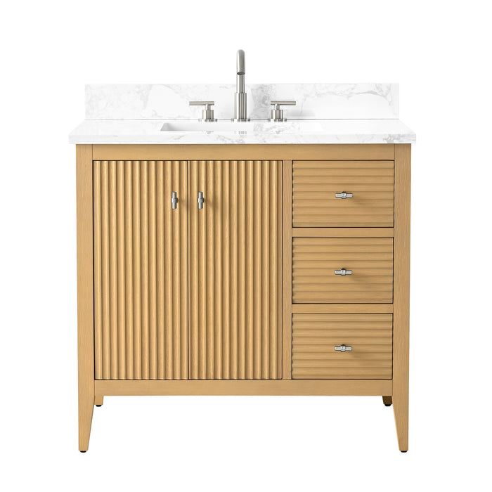 36” Single Sink Bathroom Vanity Cabinet with Engineered Marble Top