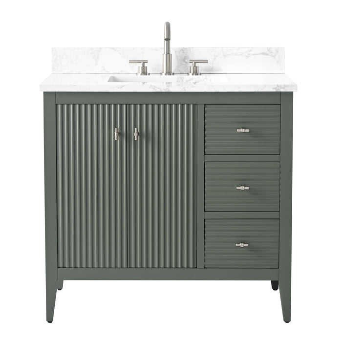 36” Single Sink Bathroom Vanity Cabinet with Engineered Marble Top