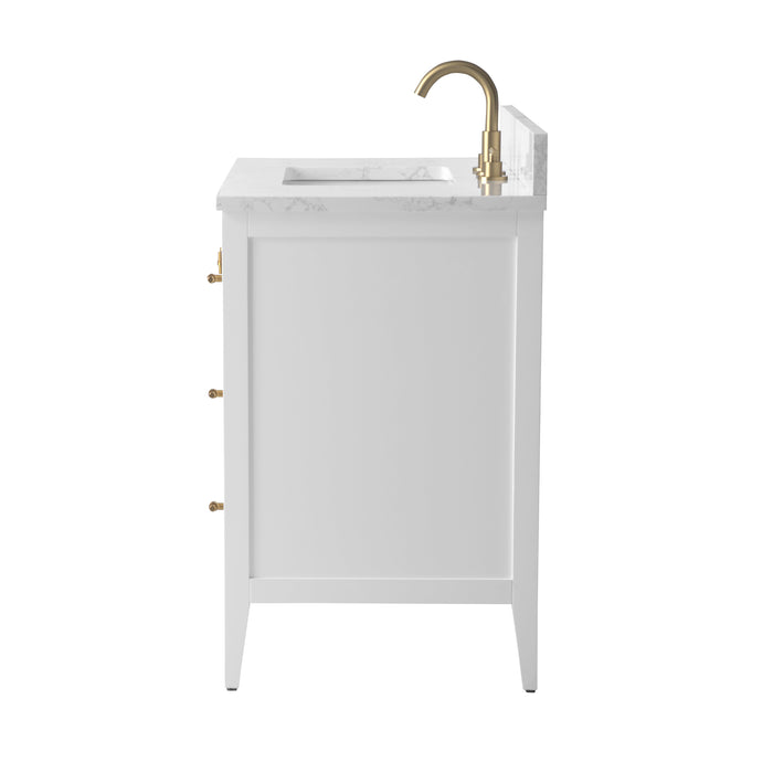 36” Single Sink Bathroom Vanity Cabinet with Engineered Marble Top