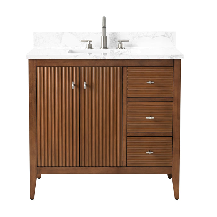 36” Single Sink Bathroom Vanity Cabinet with Engineered Marble Top