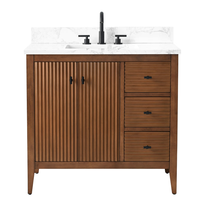 36” Single Sink Bathroom Vanity Cabinet with Engineered Marble Top