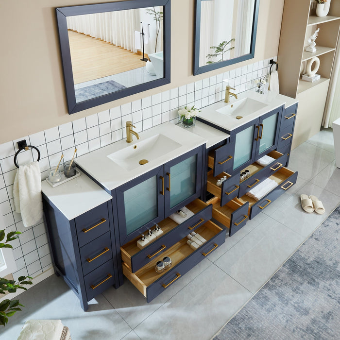 Brescia 108" Double Sink Modern Bathroom Vanity Set - HomeBeyond