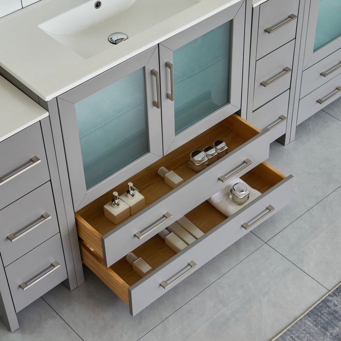 Brescia 108" Double Sink Modern Bathroom Vanity Set - HomeBeyond