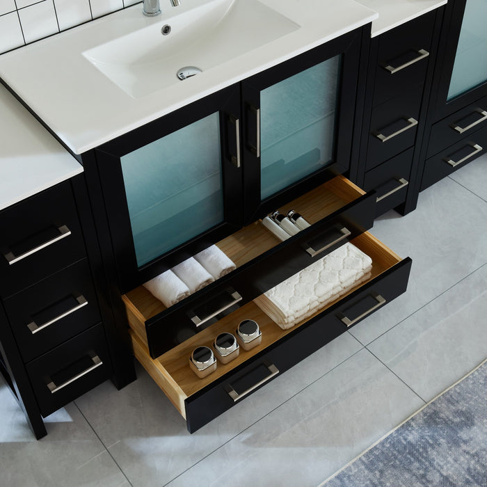 Brescia 108" Double Sink Modern Bathroom Vanity Set - HomeBeyond