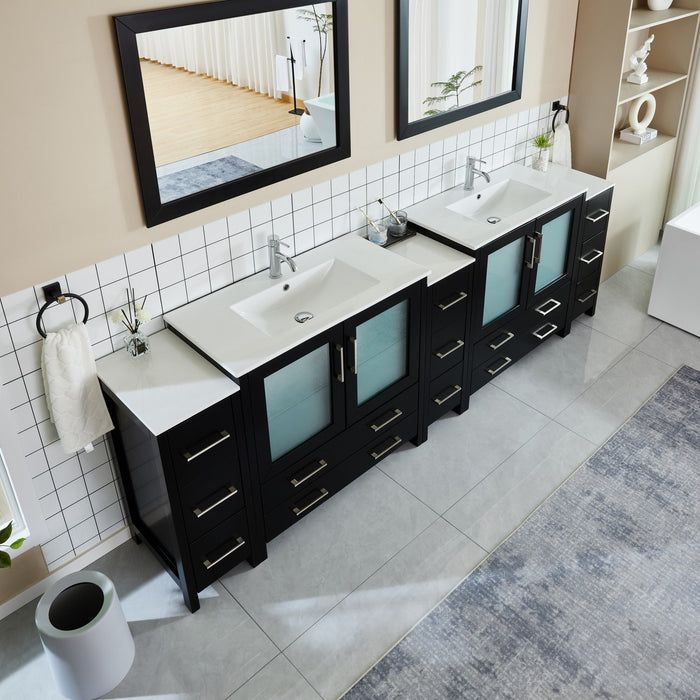 Brescia 108" Double Sink Modern Bathroom Vanity Set - HomeBeyond