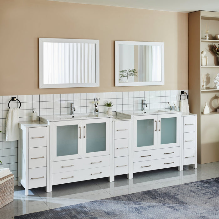 Brescia 108" Double Sink Modern Bathroom Vanity Set - HomeBeyond