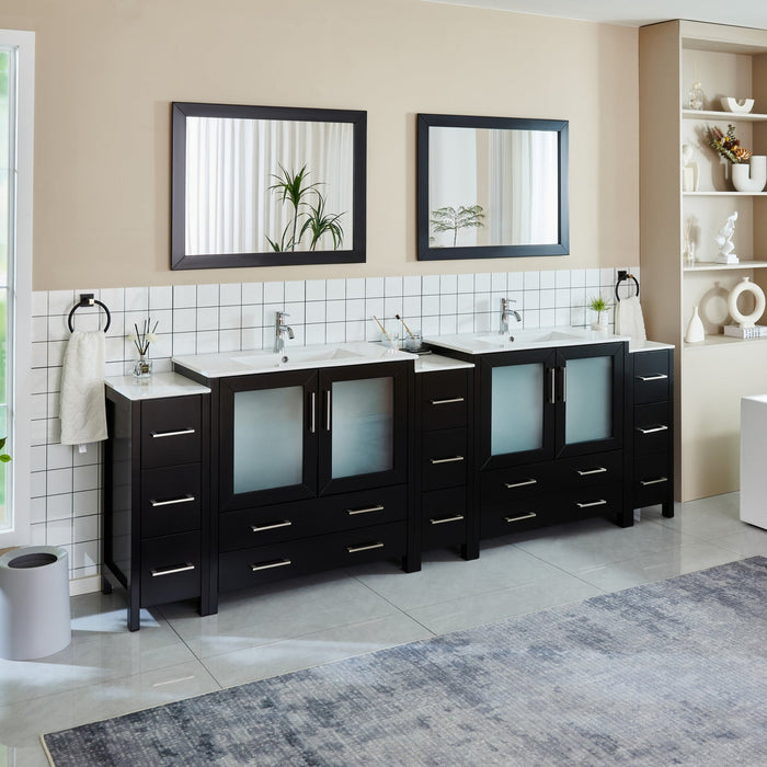 Brescia 108" Double Sink Modern Bathroom Vanity Set - HomeBeyond