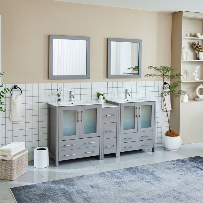 Brescia 72" Double Sink Modern Bathroom Vanity Set - HomeBeyond