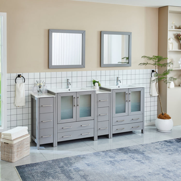 Brescia 84" Double Sink Modern Bathroom Vanity Set - HomeBeyond