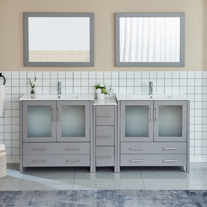 Brescia 84"Double Sink Modern Bathroom Vanity Set - HomeBeyond