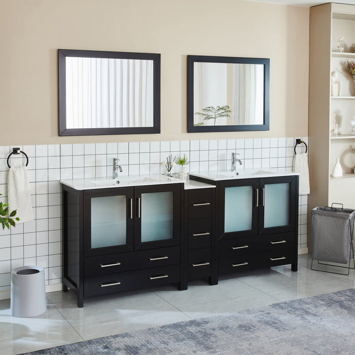 Brescia 84"Double Sink Modern Bathroom Vanity Set - HomeBeyond