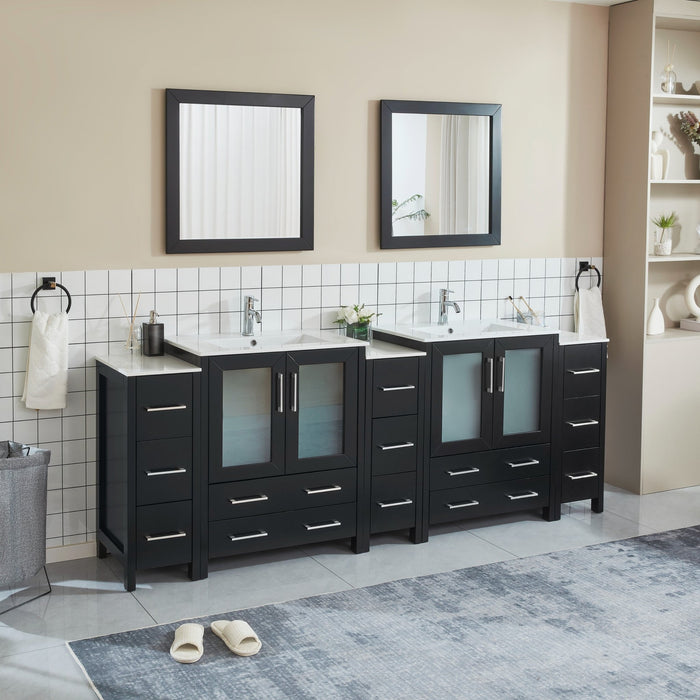 Brescia 96" Double Sink Modern Bathroom Vanity Set - HomeBeyond