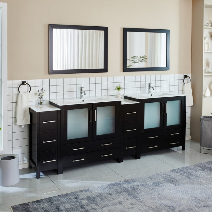 Brescia 96" Double Sink Modern Bathroom Vanity Set - HomeBeyond