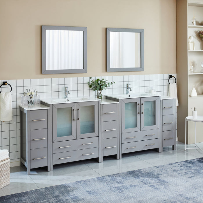 Brescia 96" Double Sink Modern Bathroom Vanity Set - HomeBeyond